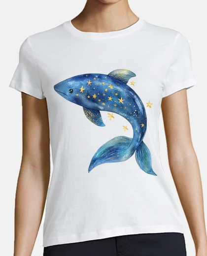 T-shirt delfino blu cielo galassia stella s