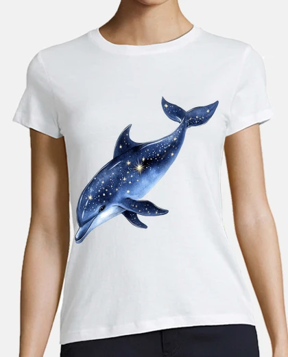 T-shirt delfino che nuota nel cielo azzurro gal
