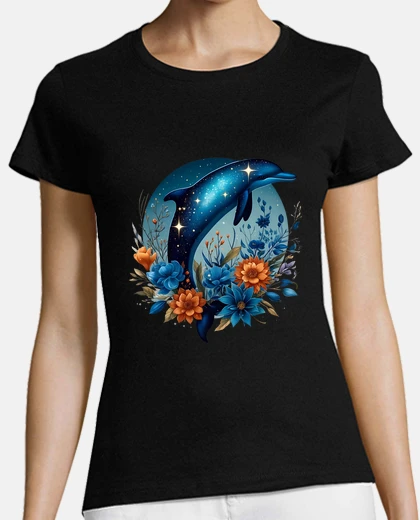 T-shirt delfino con fiori