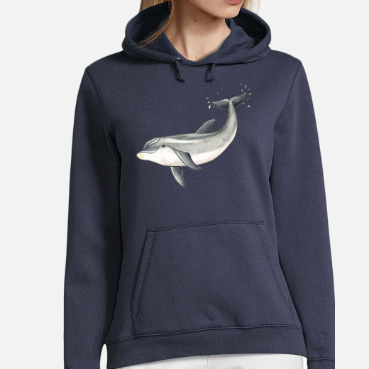 delfino - donna jersey con cappuccio della marina