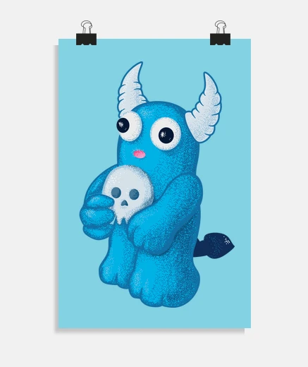Poster démon bleu mignon effrayant