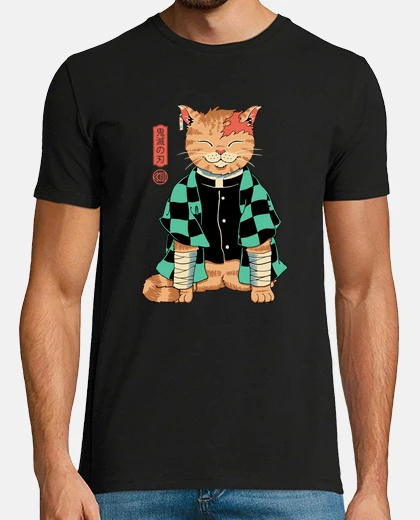 Camiseta demon slayer cat camisa para hombre