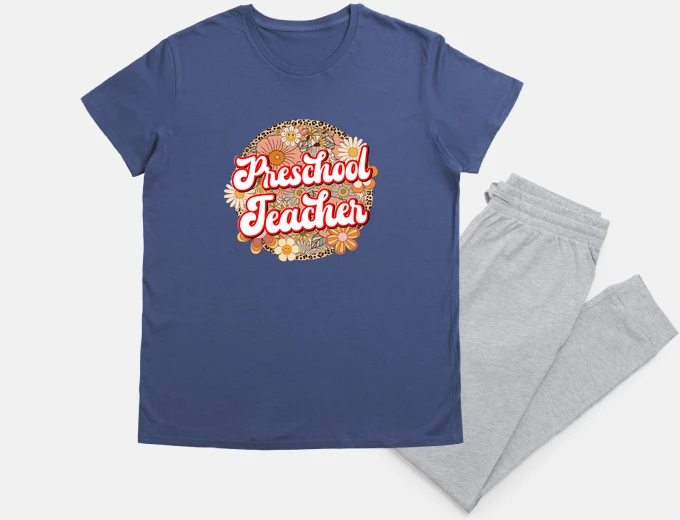 Pyjama design floral rétro pour enseignant en 