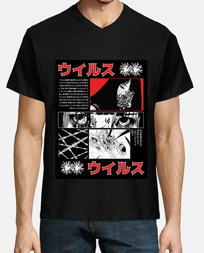 Tee-shirt design japonaise anime man ga cyberpunk