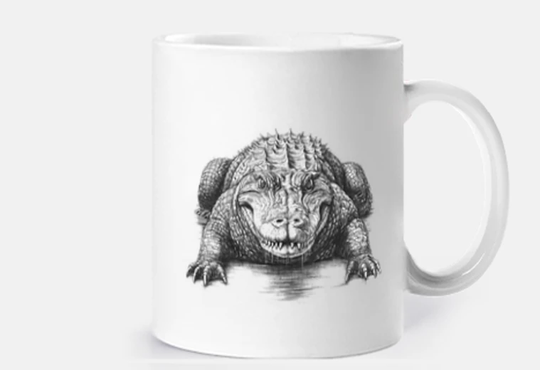 Mug dessin de crocodile de face , caiman