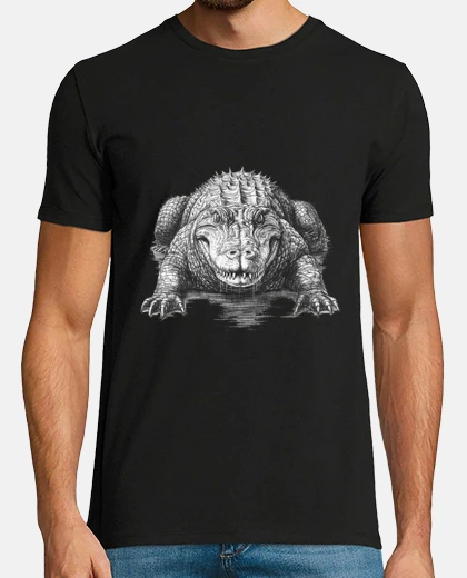 Tee-shirt dessin de crocodile de face , caiman, protection 