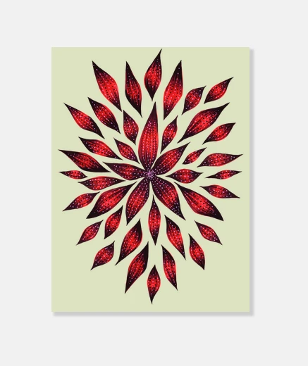Tableau dessin de doodle fleur rouge abstrait