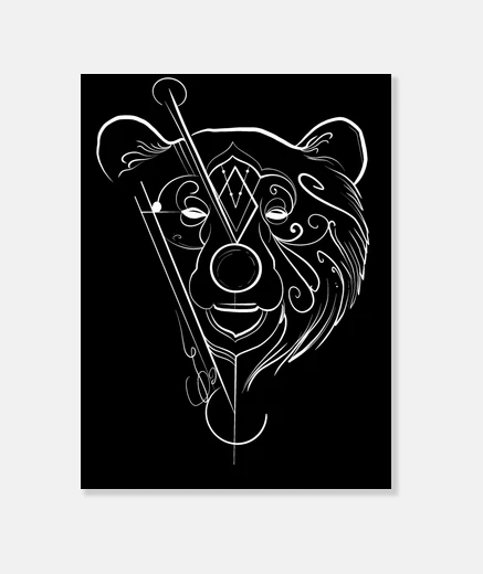 Tableau Dessin ours style lining graphique