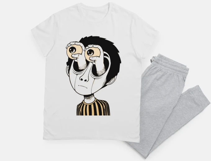 Pyjama dessin surréaliste gore yeux sortent tête nuit sommeil 