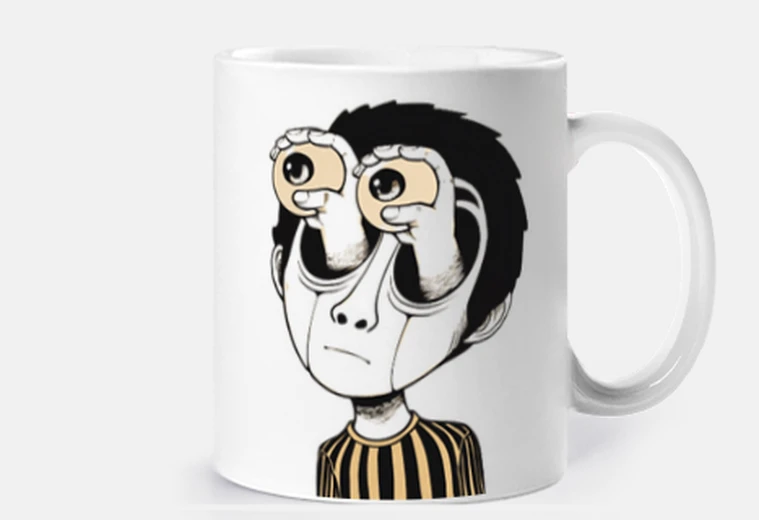 Mug dessin surréaliste gore yeux sortent tête personnalisable tasse thè café 