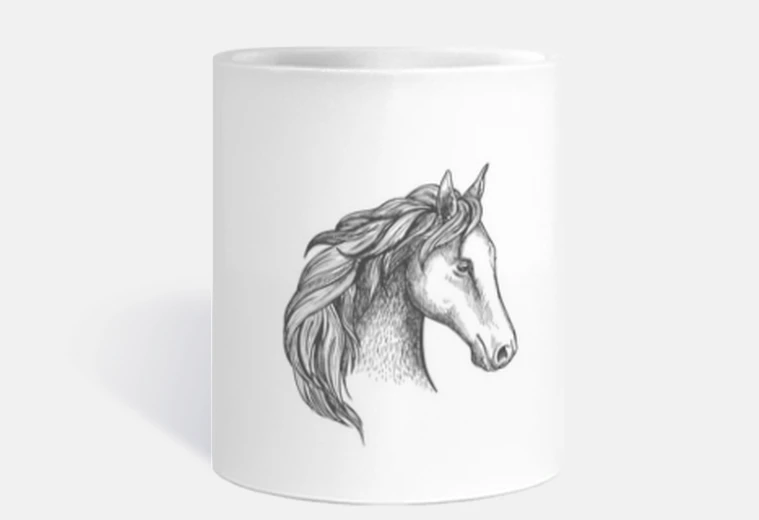 Mug Dessin tête cheval t-shirt équitation