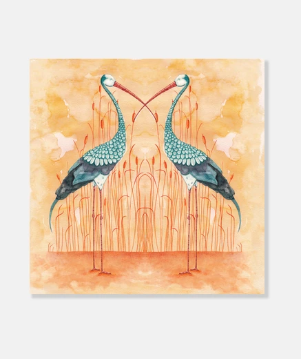 Tableau deux cigognes exotiques
