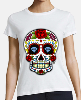 T-shirt tête de mort mexicaine. Tête de mort Mexique à fleurs