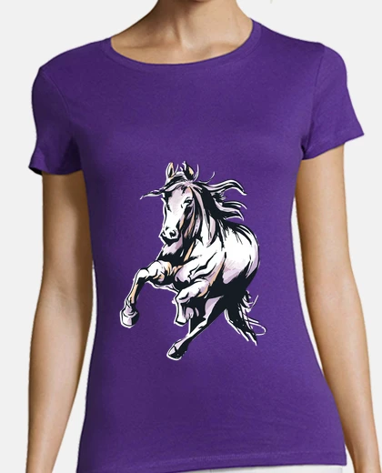 Camiseta dibujo de caballos al galope raras carr