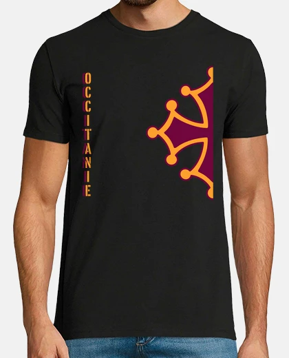 Camiseta dibujo de media cruz occitana roja y am