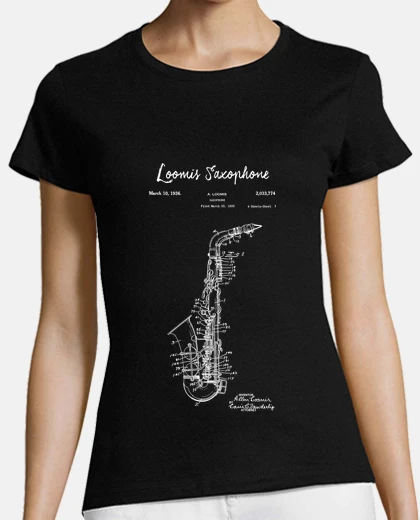Playera dibujo de patente de saxofón-1933-bluep