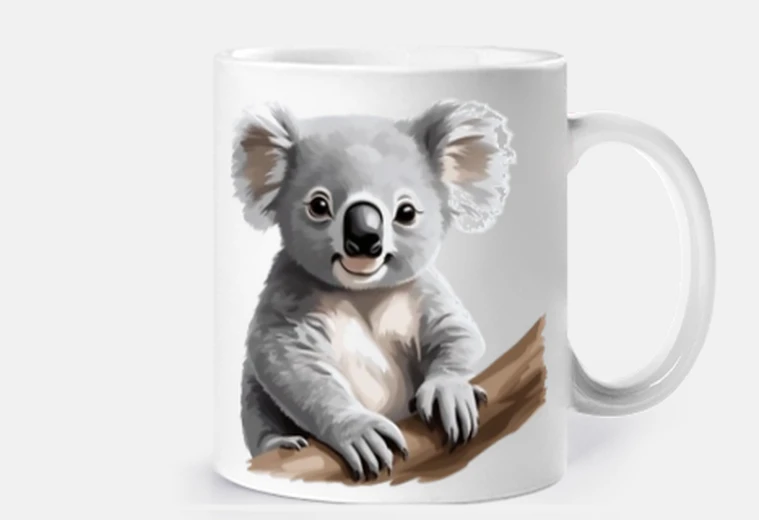 Taza dibujo realista de bebé koala demasiado lindo para personalizar