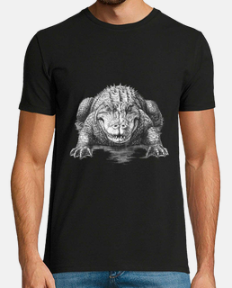 Camiseta dibujo de un cocodrilo de frente, caimán, protección