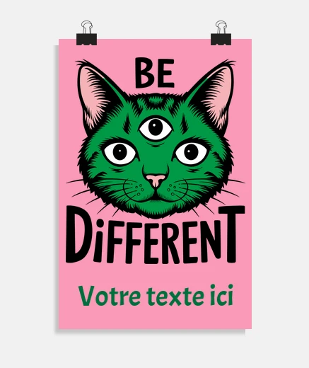 différence chat vert trois yeux fun affiche club association soirée festival concert poster 