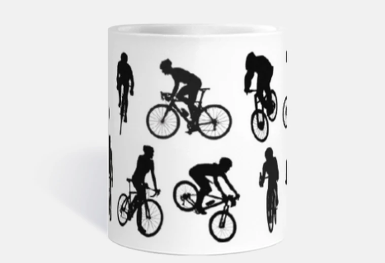 Mug différents sports cyclistes vélo en folie tasse café thé tisane infusion maté croissants cacao lait 
