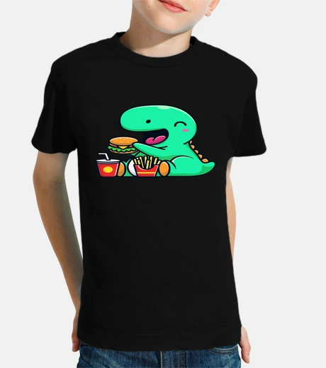 Kids dinosaur eating a burger