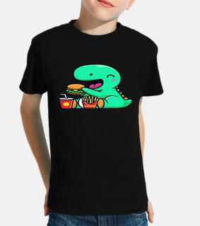 dinosaur eating a burger