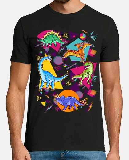 T-shirt dinosauri texture vintage anni &#39;80 estetica jurassic park los