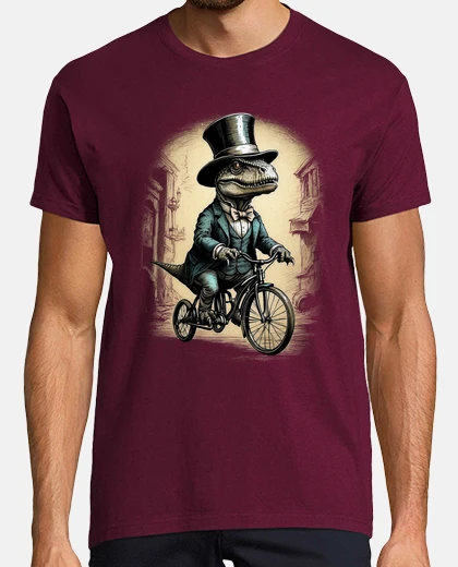 Camiseta dinosaurio t-rex en bicicleta belle epoque bicicleta vintage
