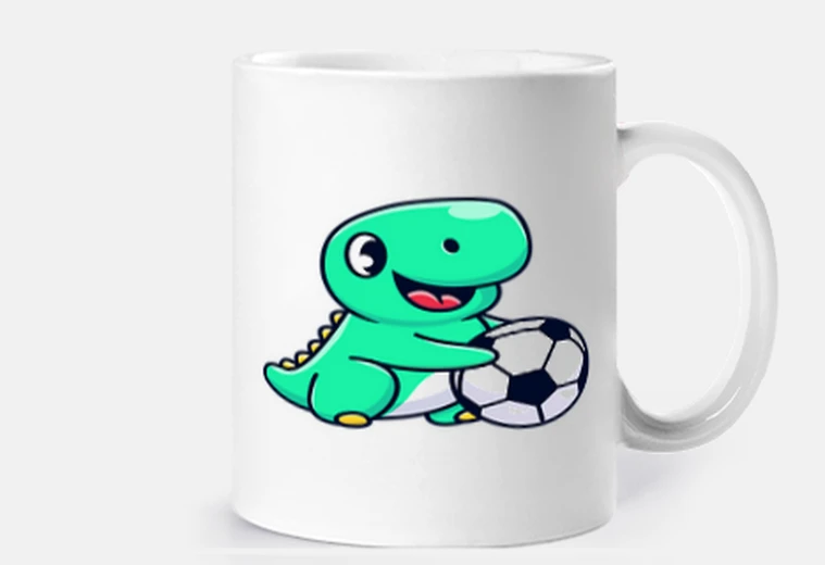 Tazza dinosaurosauro e pallone da calcio