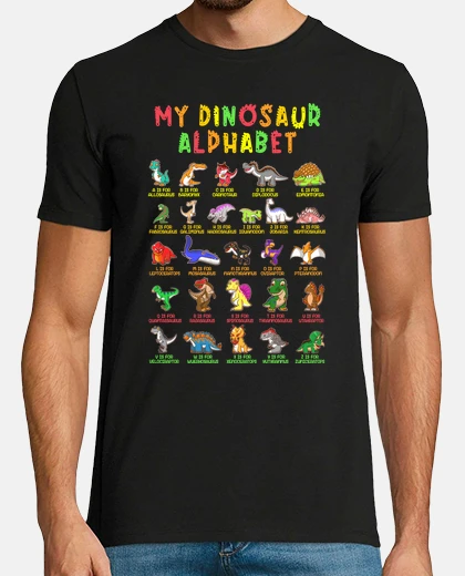 T-shirt dinosaurs alphabet abecedary gift
