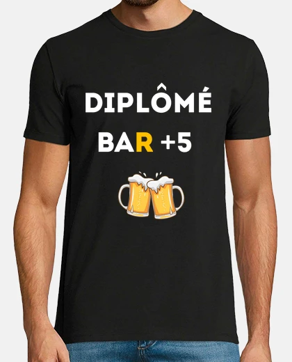 Tee-shirt diplome bar  5 alcool humour apero