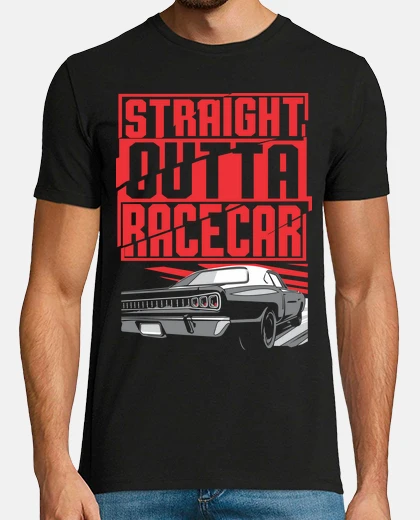 T-shirt direttamente da un&#39;auto da corsa, un&#39;auto da corsa tuning di muscle car, alla deriva