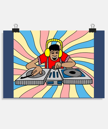 Poster discjockey produttore di musica dj retr
