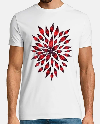 T-shirt disegno astratto doodle fiore rosso