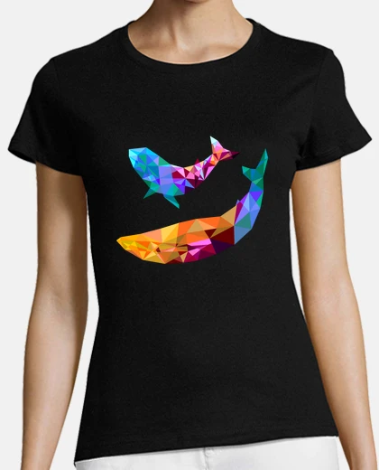 T-shirt disegno di poligoni di balene