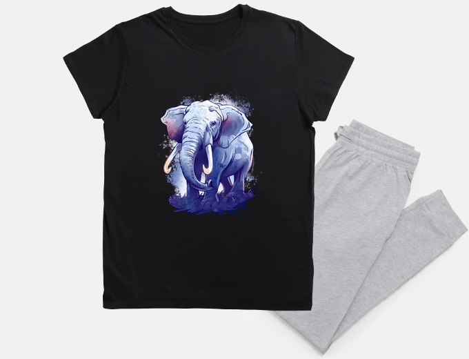 Pigiama disegno di qualità elefante blu, camicia da notte, realistico,