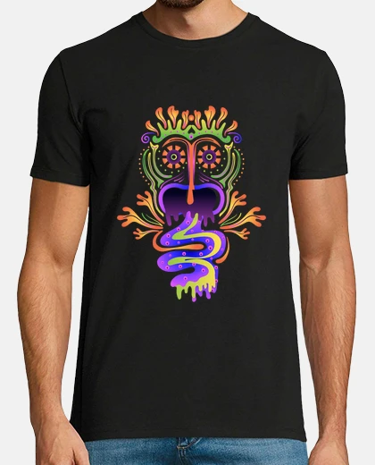 T-shirt disegno fluorescente psichedelico neon