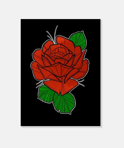 Stampa disegno tradizionale rosa rossa