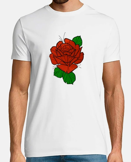 T-shirt disegno tradizionale rosa rossa