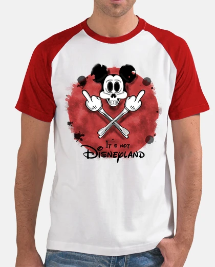 Camiseta DISNEY Hombre, estilo béisbol, blanca y roja