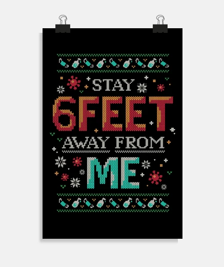 Poster distance sociale 6 pieds noel 2020