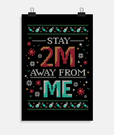 Poster distanciation sociale 2 m noël 2020