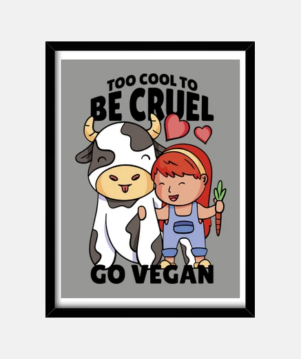 Quadro diventa vegano è crudele uccidere gli animali.. decorazione per bambini.