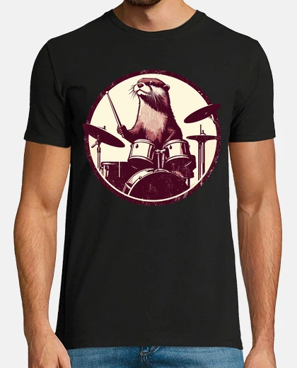 T-shirt divertente batterista della lontra