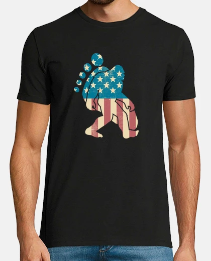T-shirt divertente bigfoot bandiera americana impronta sasquatch regalo patriottico 4 luglio
