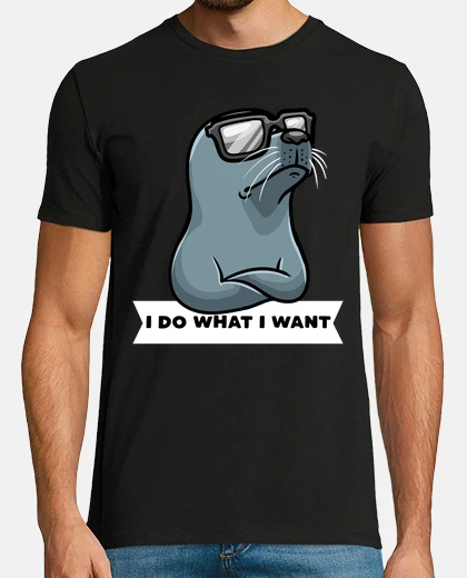 T-shirt divertente foca del porto foca testarda