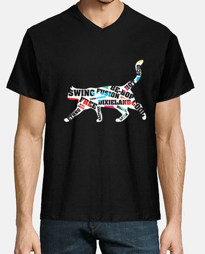 T-shirt divertente gatto jazz colorato
