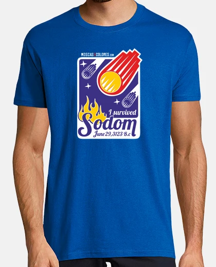 T-shirt divertente: i survided sodoma. bianco.