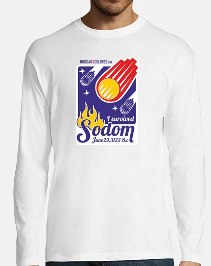 T-shirt divertente: i survided sodoma. blu.