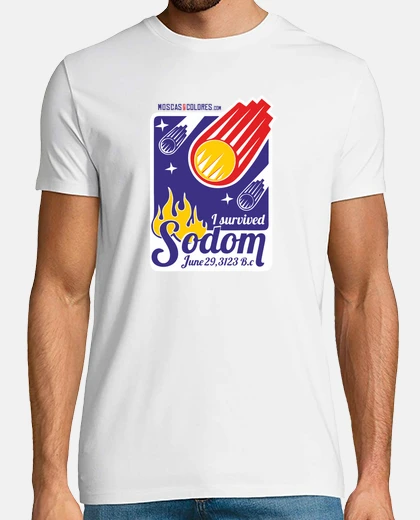 T-shirt divertente: i survided sodoma. blu.